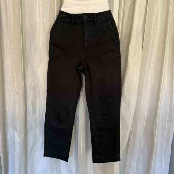 Everlane The Slim Leg Crop Jeans Black Size 4 High Rise Stretch Denim - Picture 3 of 10